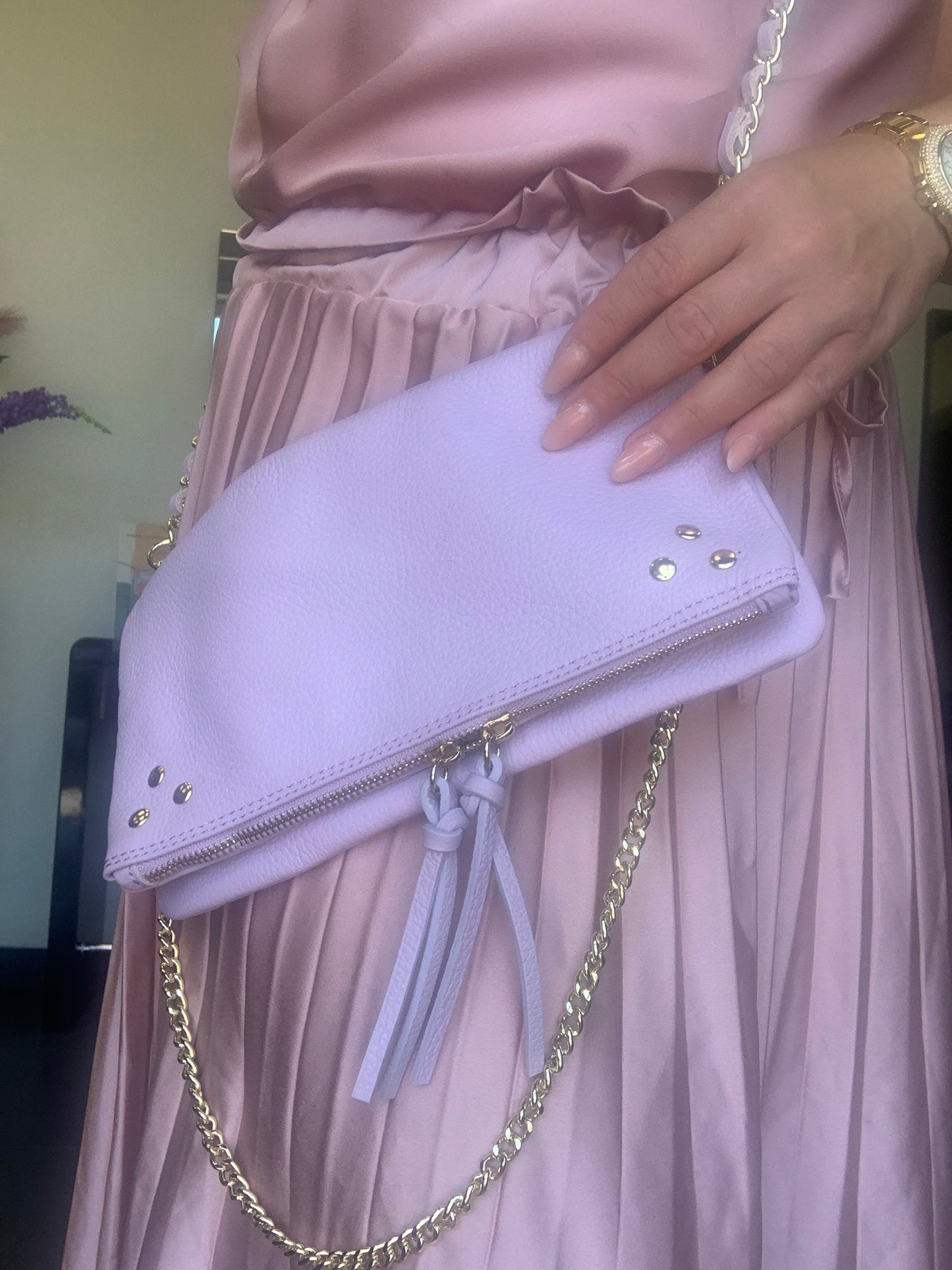 Lederen tasje Lila met rits