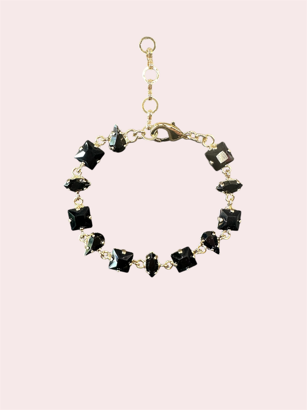 DAMICE Blossom Zwarte Armband Goud - Swarovski Stenen Perfect Cadeau