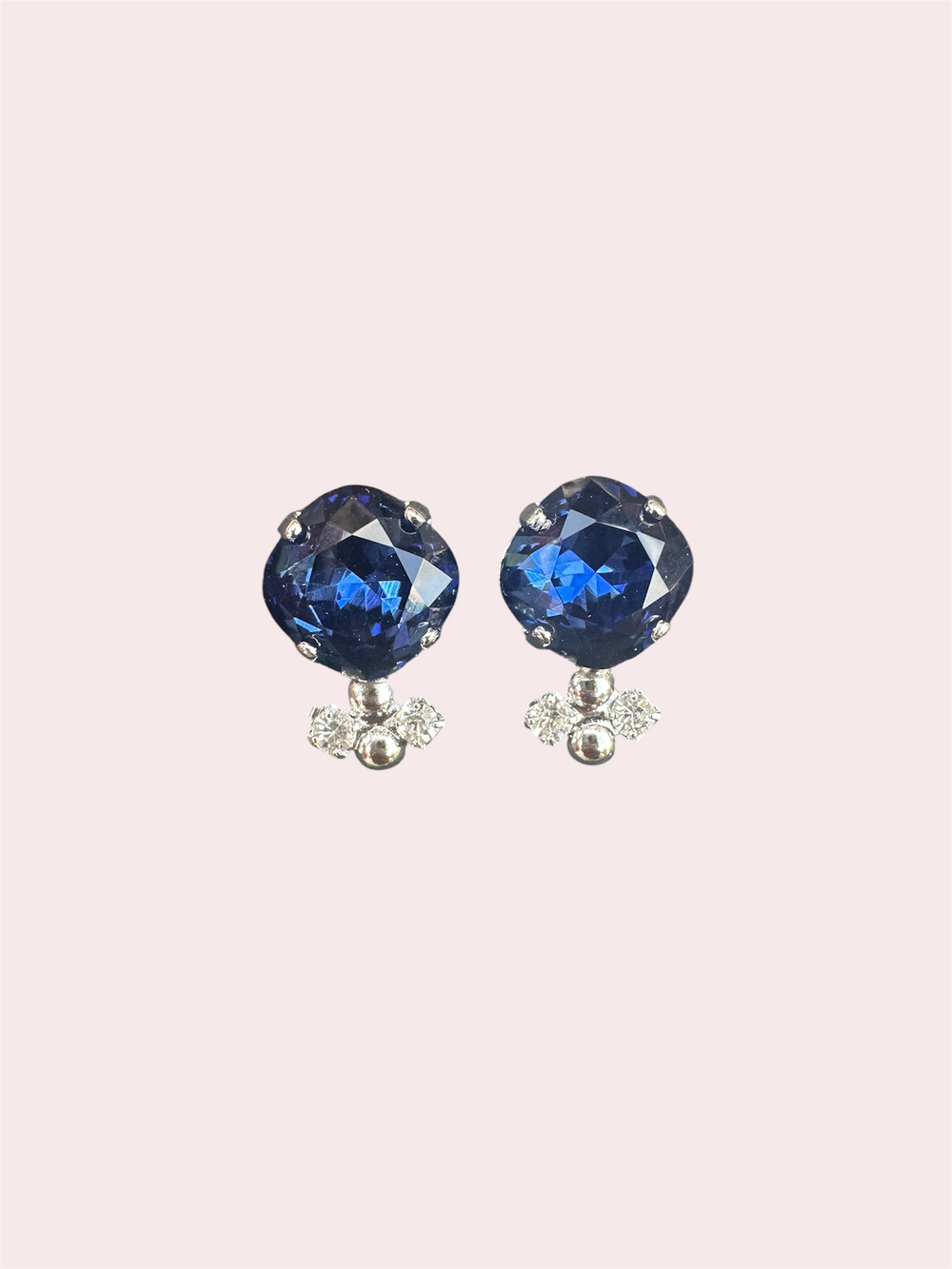 Blauwe Vierkante  Swarovski Oorstekers Zilver - Elegante Kleine Oorbellen