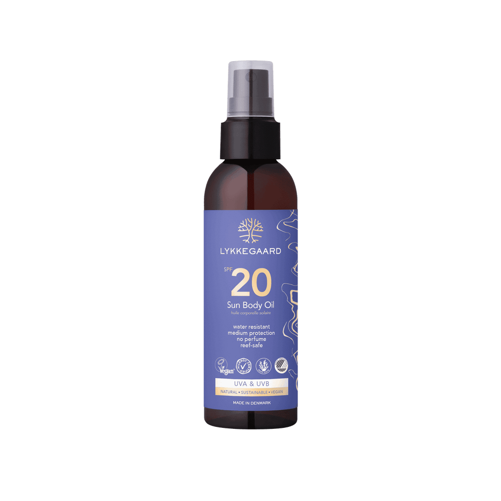 Lykkegaard SPF 20 Sun Body Oil- natuurlijke zonnebrandcrème voor een stralende en beschermde huid. Reef safe.