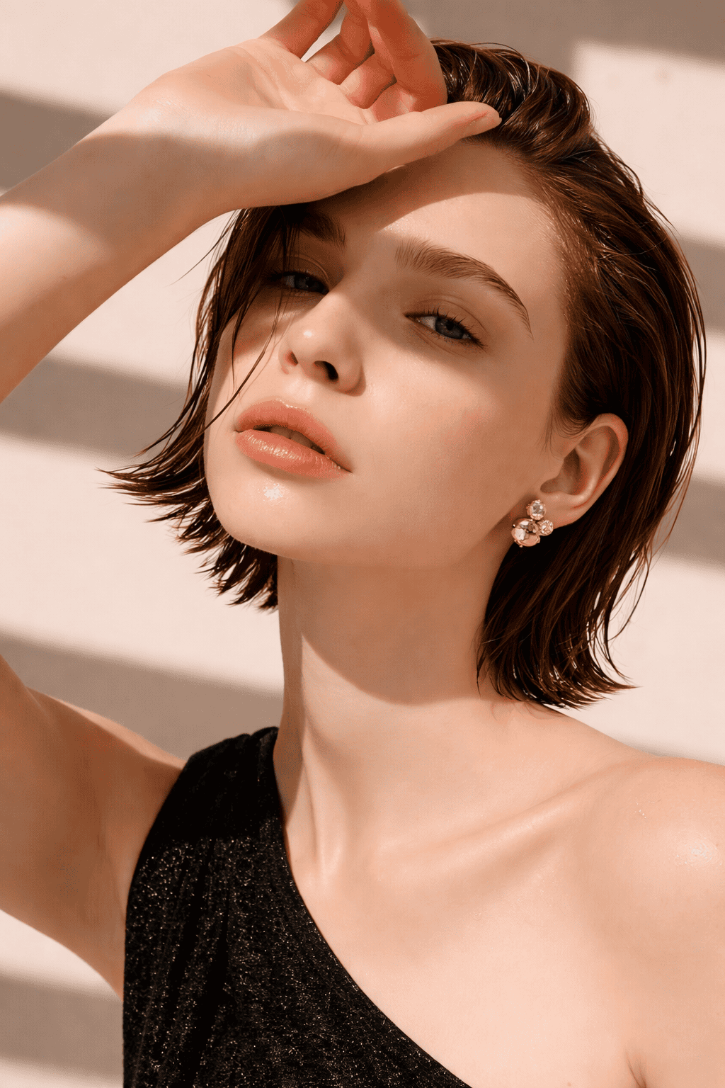 Savannah gold een oorsteker ingelegd met 2 heldere Swarovski stenen. lichtgewicht oorbel