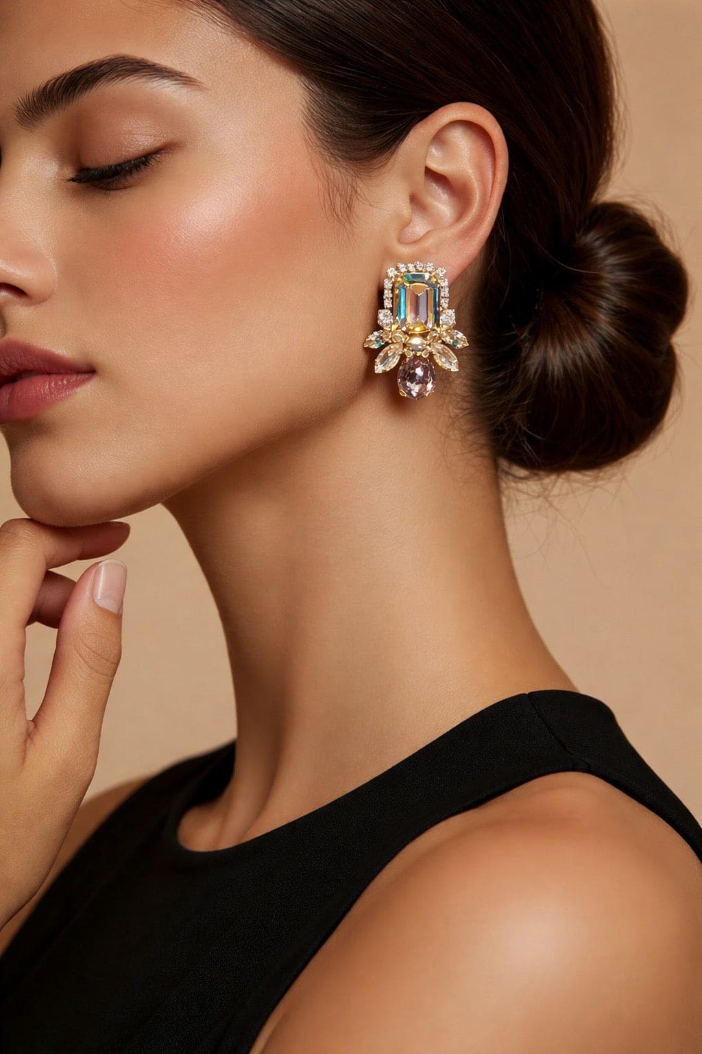 Veneto-Crystal-Gold-Swarovski-Oorbellen-Damice-Jewelry-Stamentoorbellen