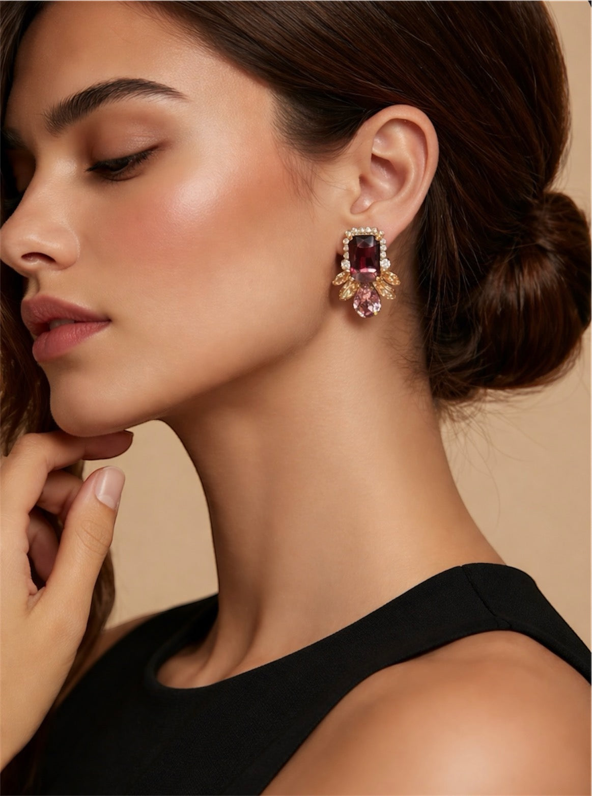 Veneto Crystal Brown Swarovski oorbellen