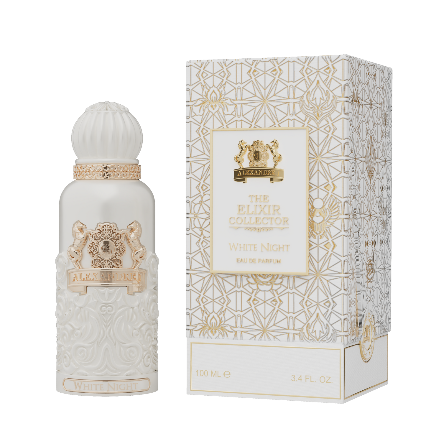 Alexandre J The Elixir Collector White Nite – eau de parfum 100 ml met luxe witte flacon en gouden accenten
